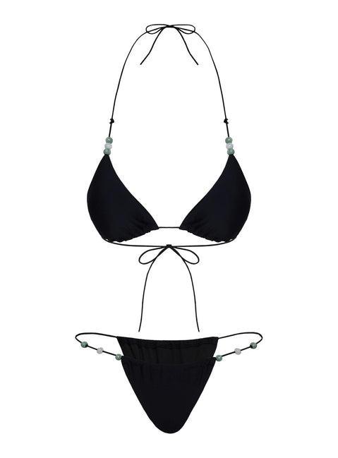 Saltwater Bead Detail Bikini Bottoms Black Product Image