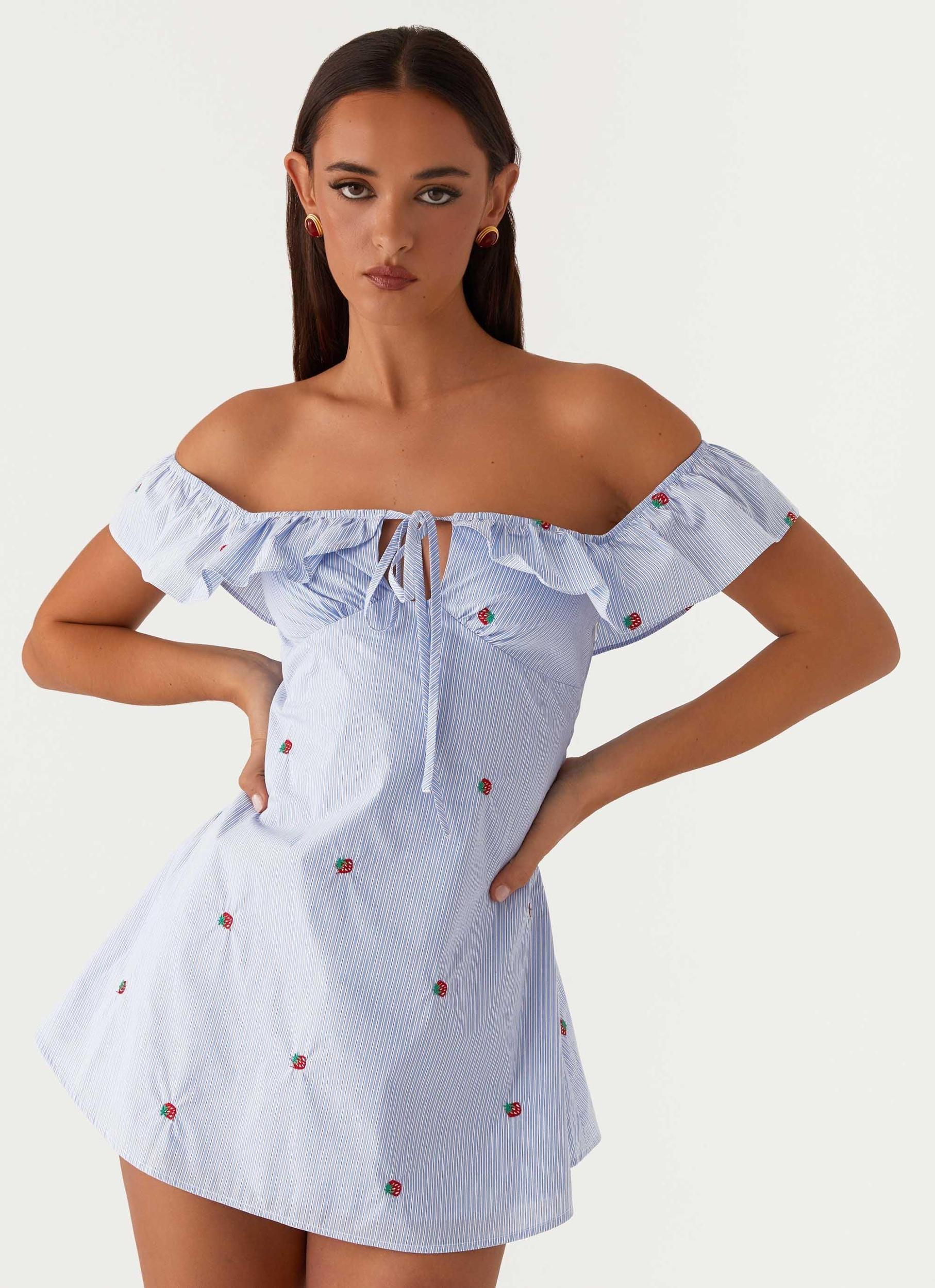 Texas Sun Linen Mini Dress - Blue Product Image