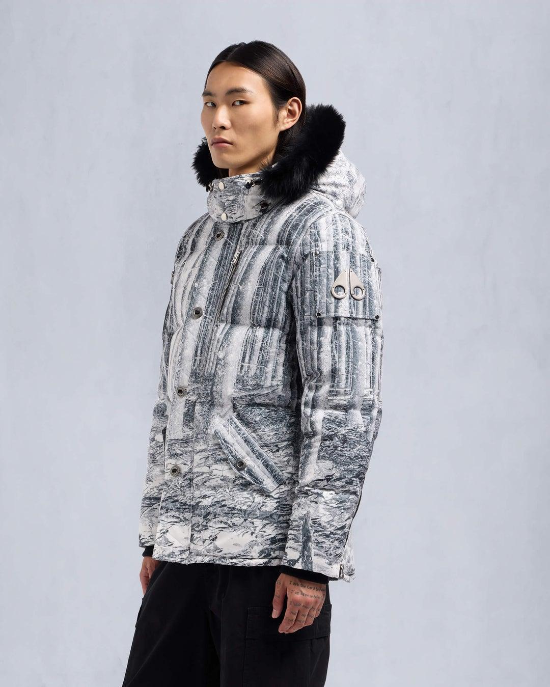 Moose Knuckles Mens Original 3Q Jacket in Forest Print with Black Shearling Product Image