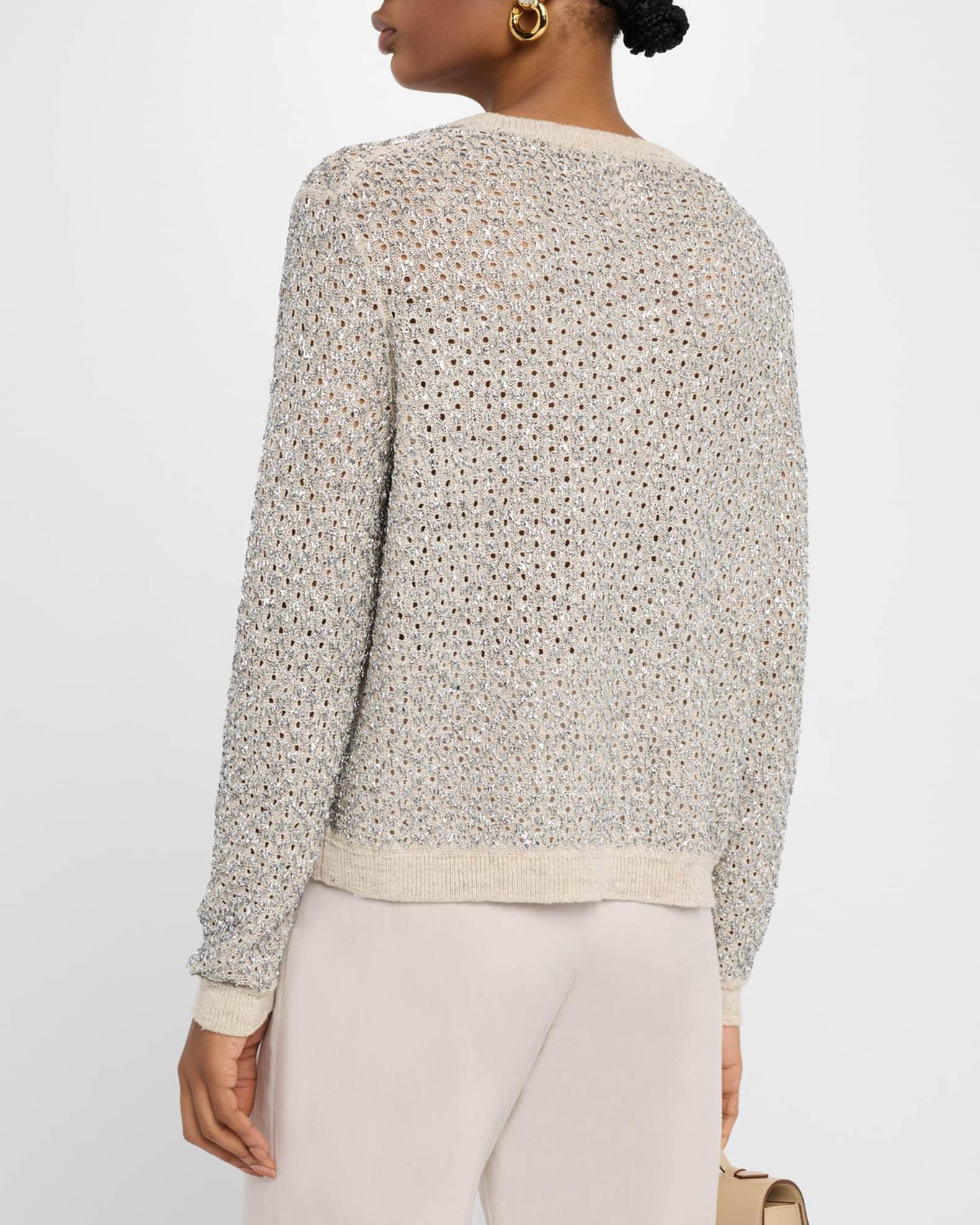 Metallic-Stitch Pointelle Cardigan Product Image
