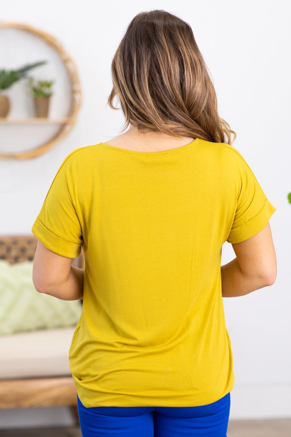 Mustard Knot Front Short Sleeve Top Product Image
