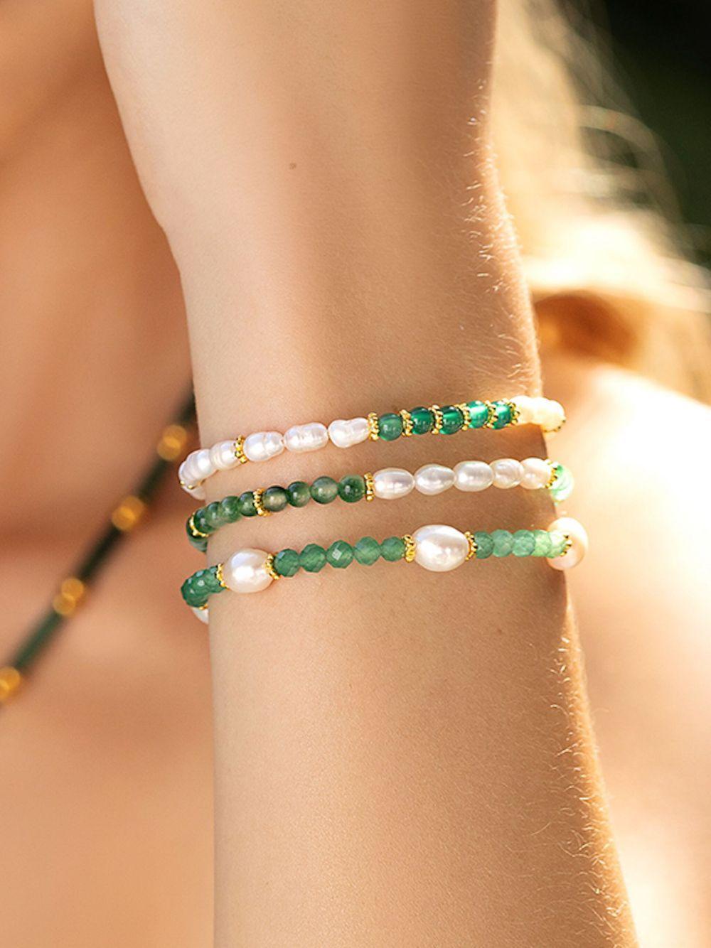 pearl-aventurine beaded bracelet Product Image