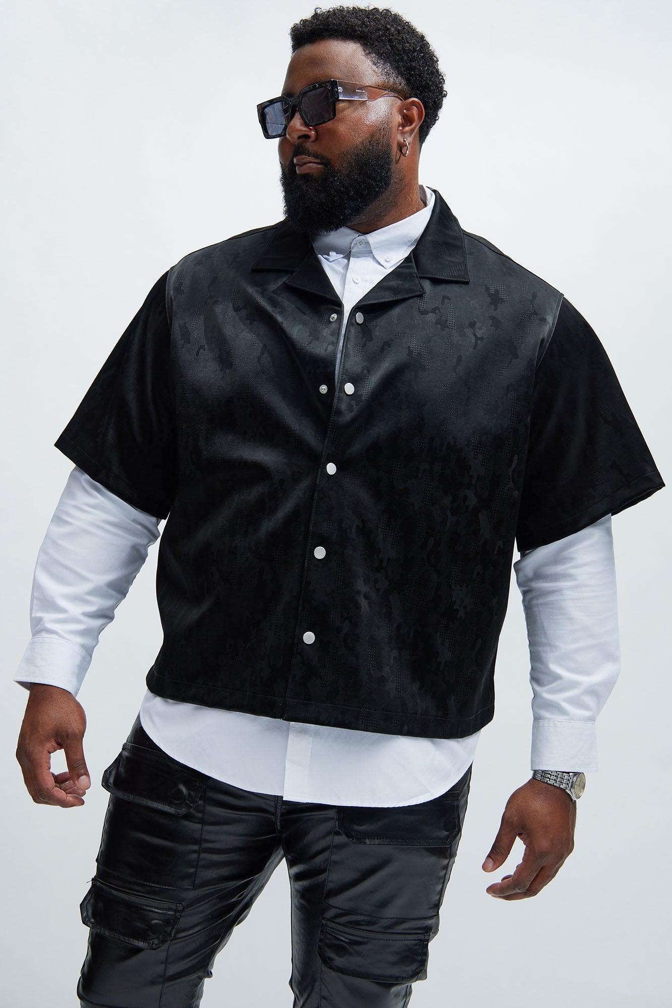 Griffin Faux Leather Shirt - Black Product Image