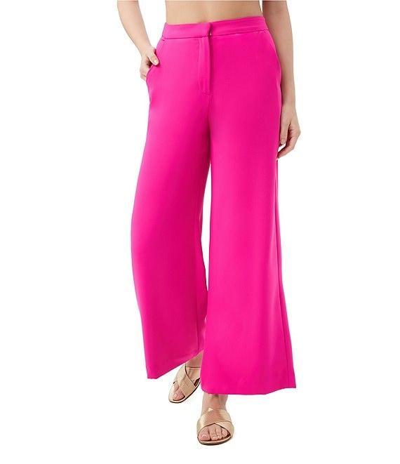 Trina Turk Verity Georgette Mid-Rise Wide Leg Ankle Pants Product Image
