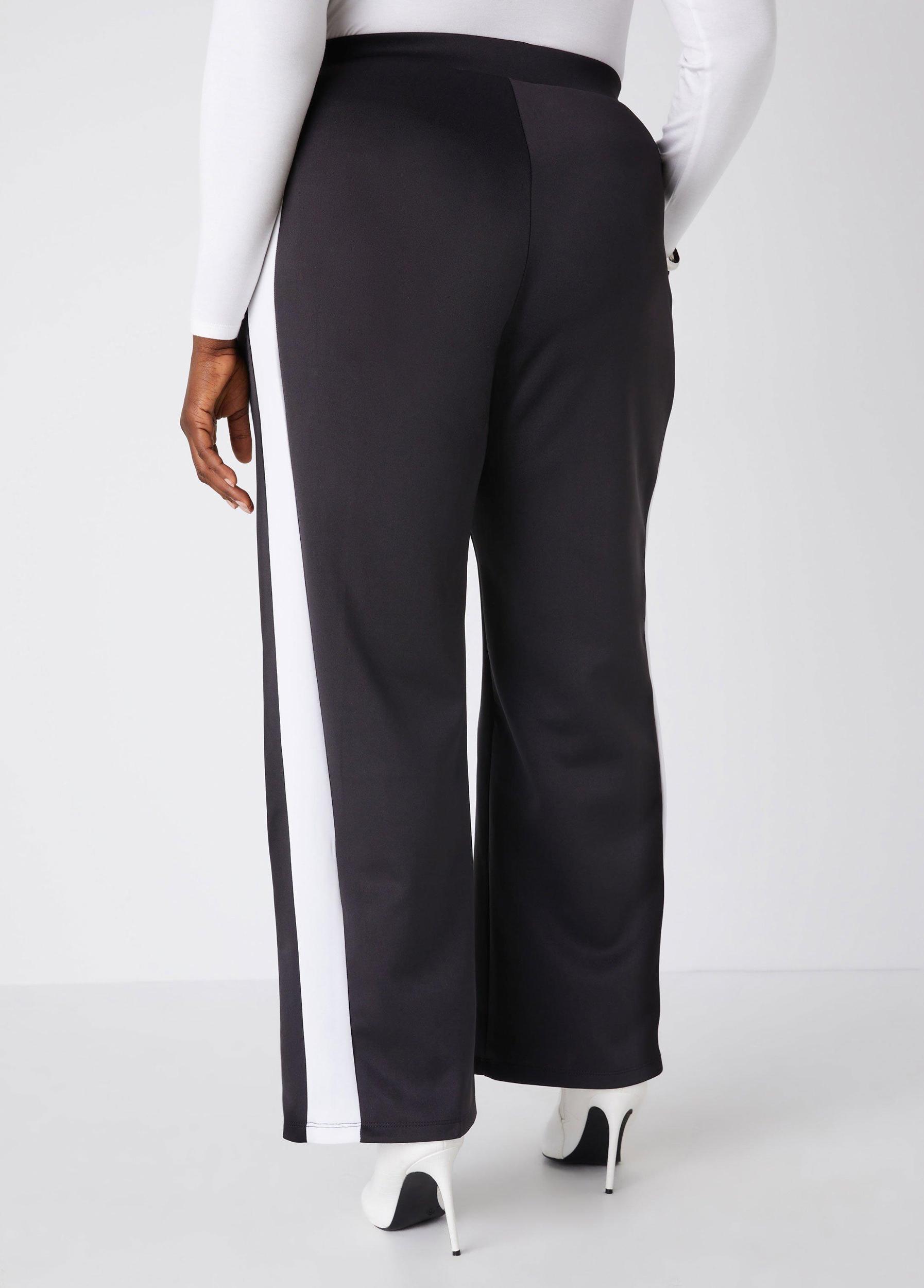 Striped Trimmed Flared Track Pants Product Image