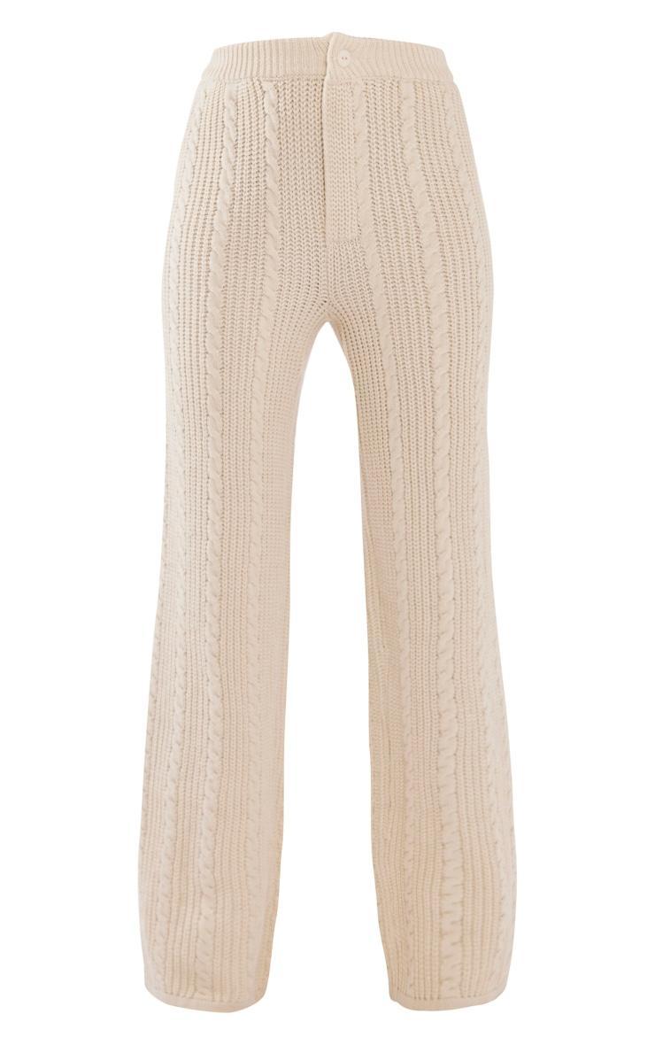 Stone Cable Knit Wide Leg Pants Product Image