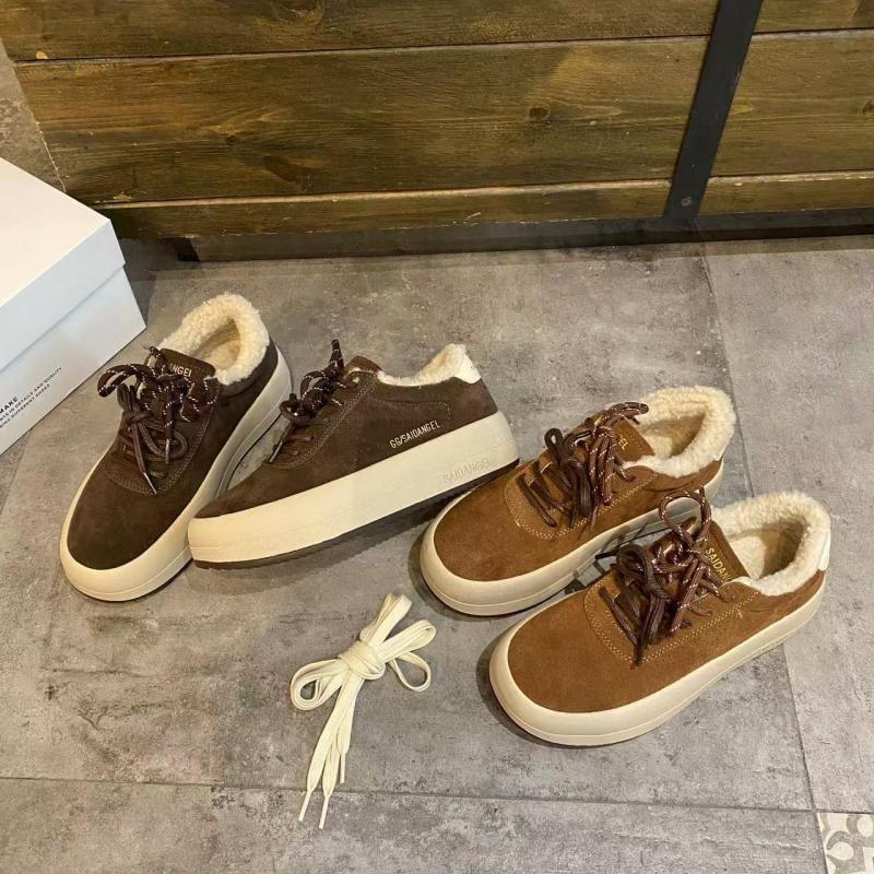 Lace-Up Fleece-Lined Platform Sneakers Product Image