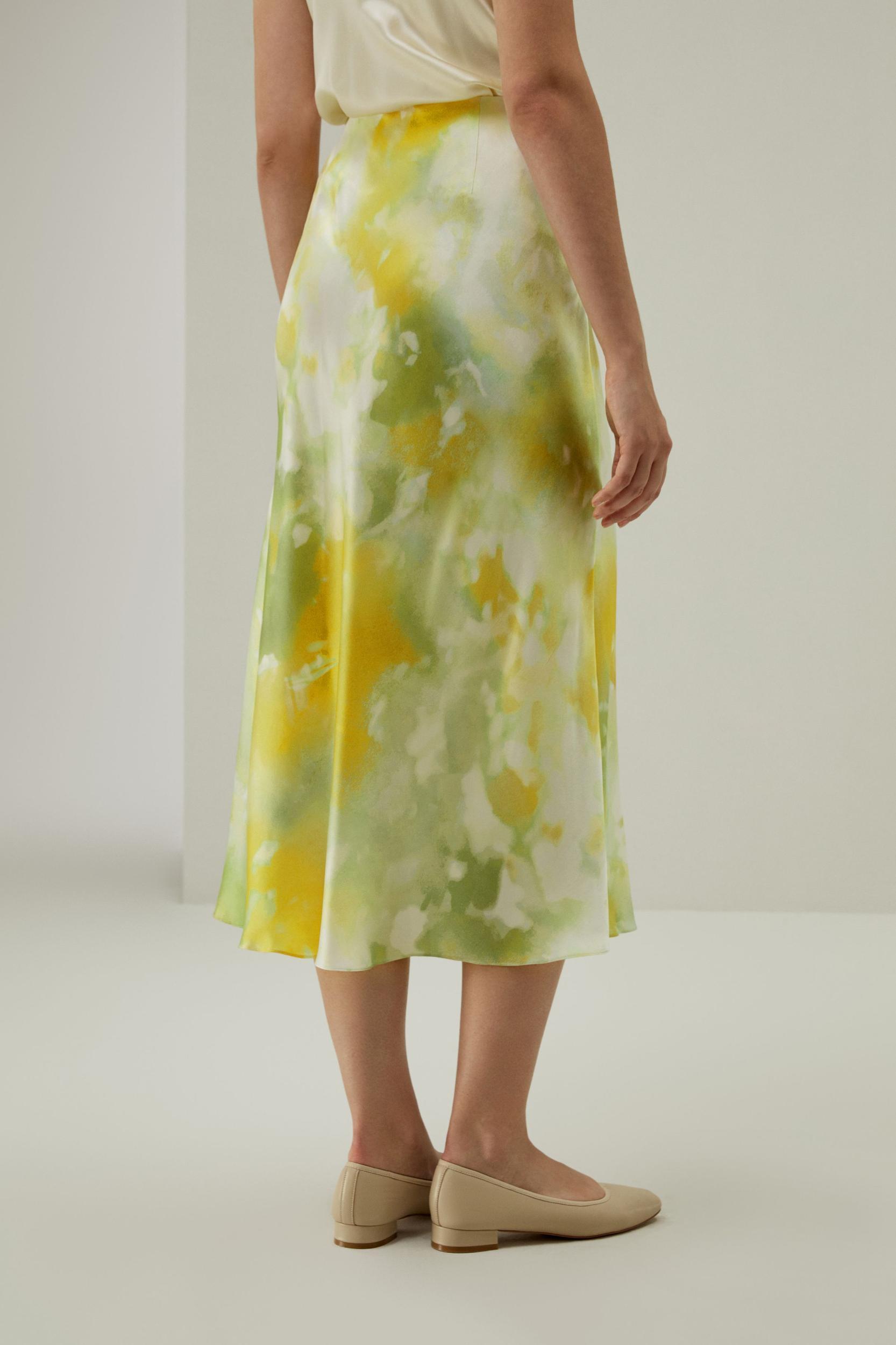 Print Bias Cut Silk Skirt Product Image