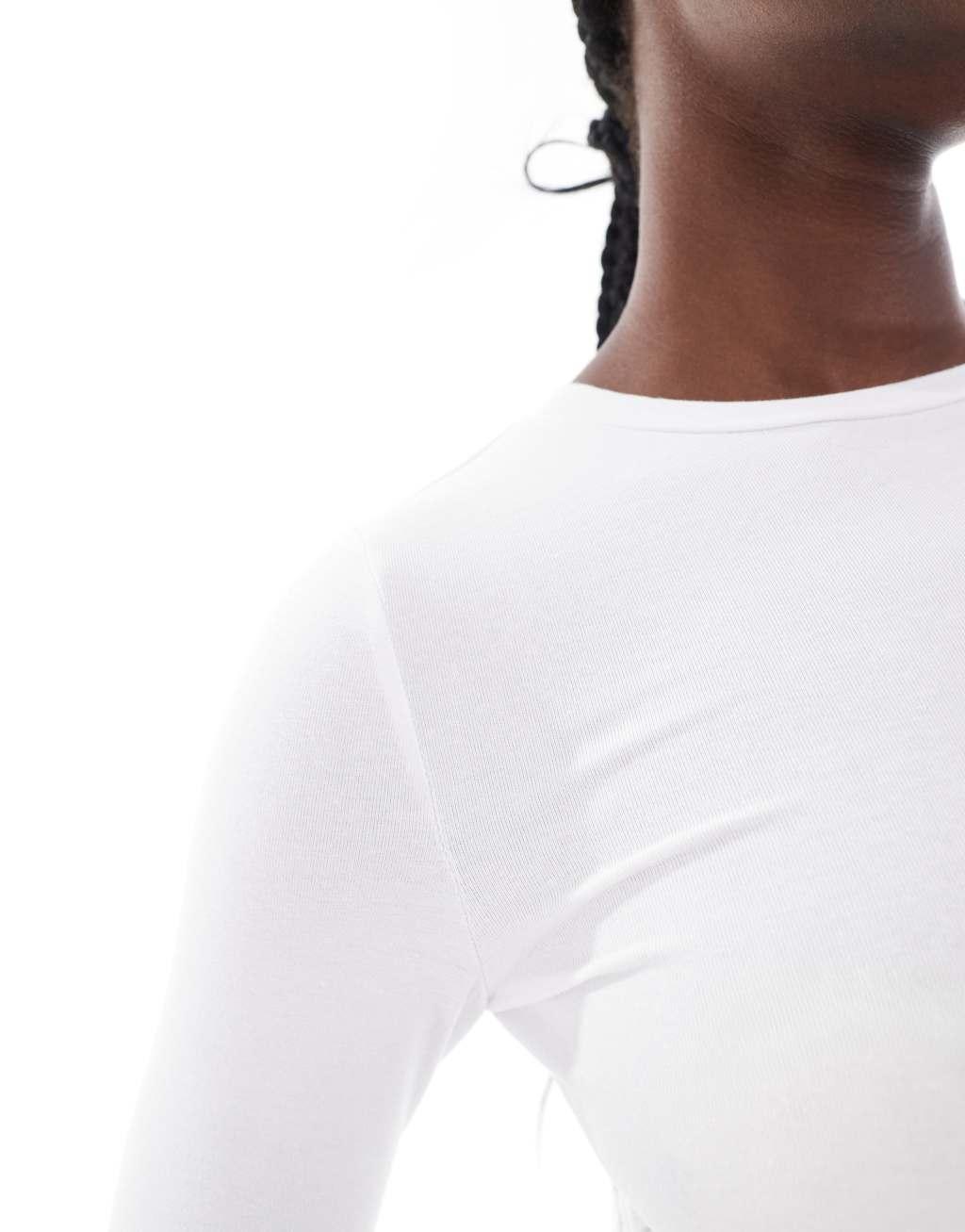Cotton On long sleeve crew top in white Product Image