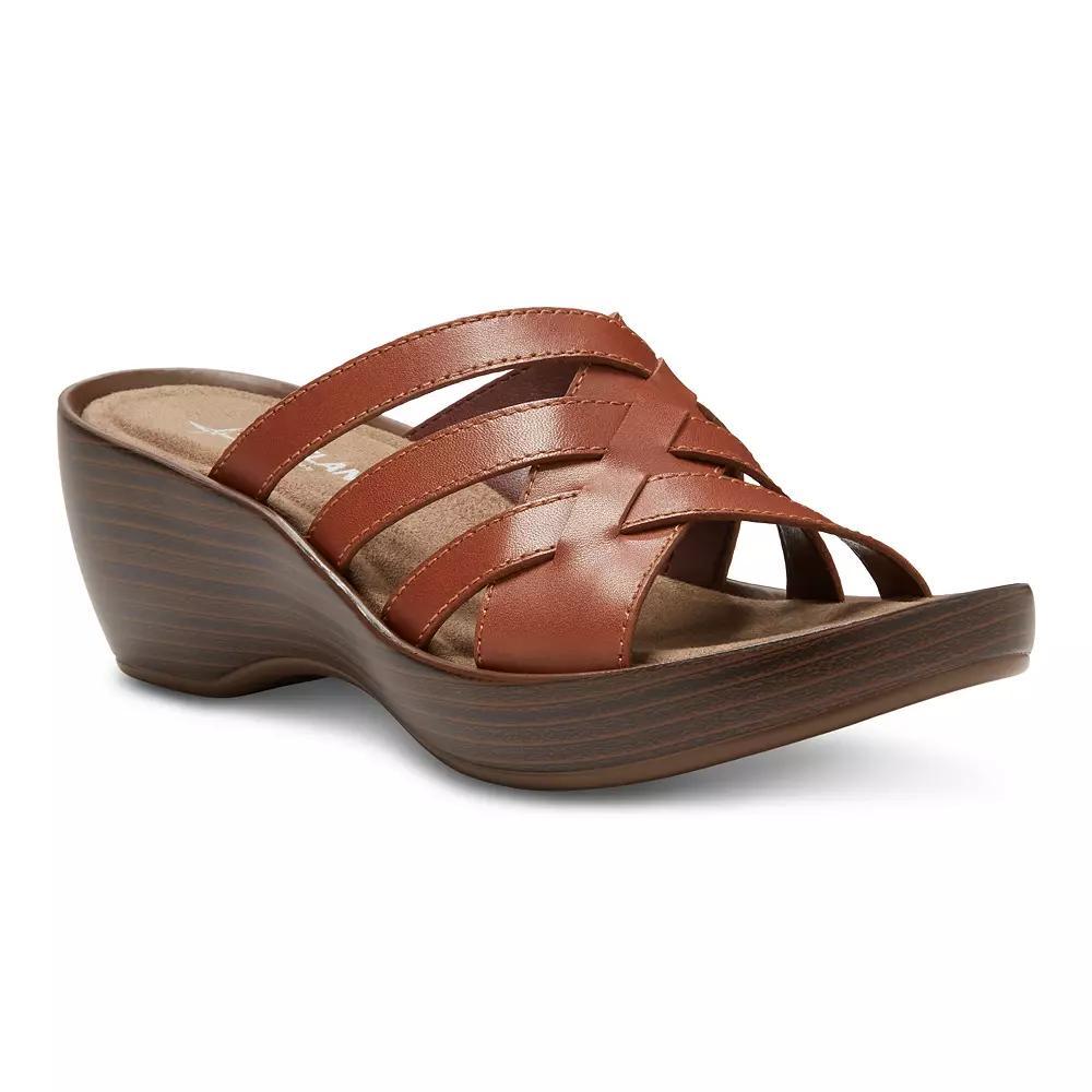 Eastland Poppy Women's Leather Wedge Sandals, Size: 11, Light Blue Product Image