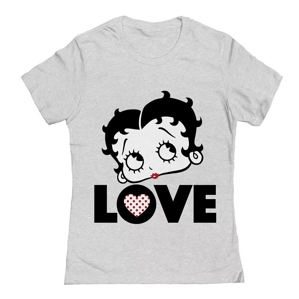 Junior's Betty Boop Love Face Polka Heart Valentine's Day Graphic Tee, Women's, Size: XXL, Grey Gray Product Image