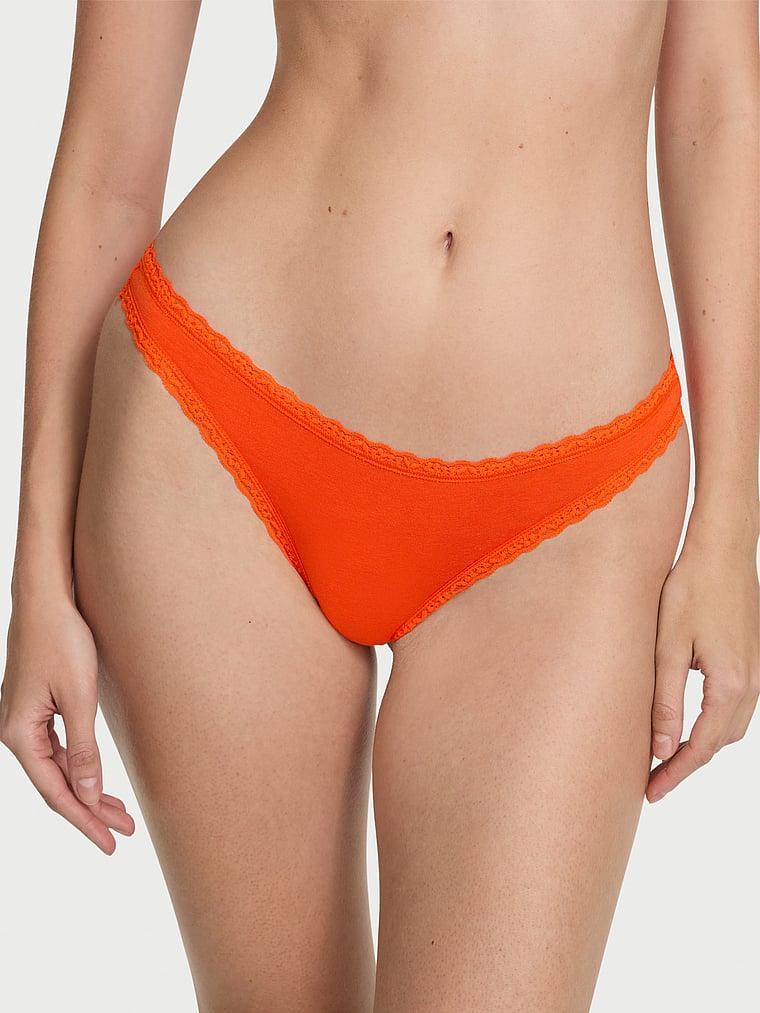 Cotton Lace-Waist Thong Product Image