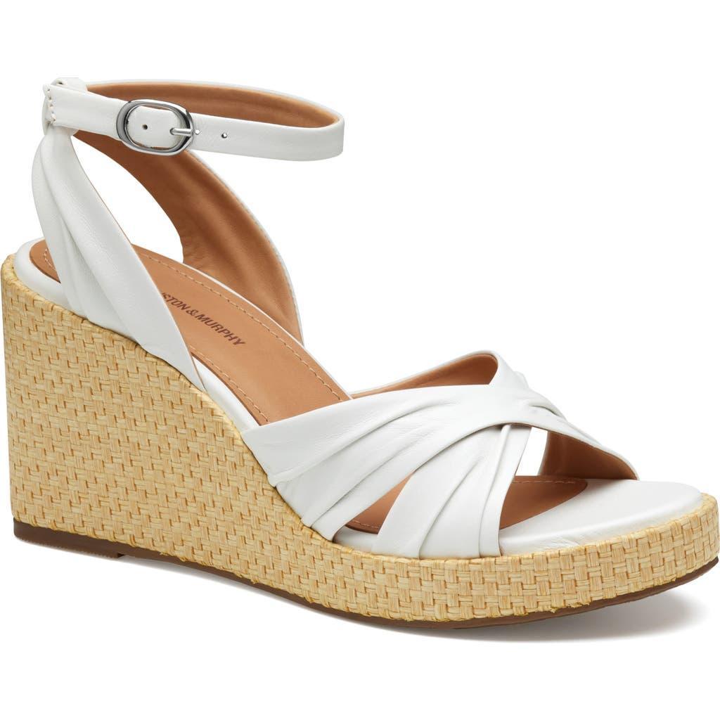 Johnston  Murphy Womens Marcia Leather Cross-Band Espadrille Platform Wedge Sandals Product Image