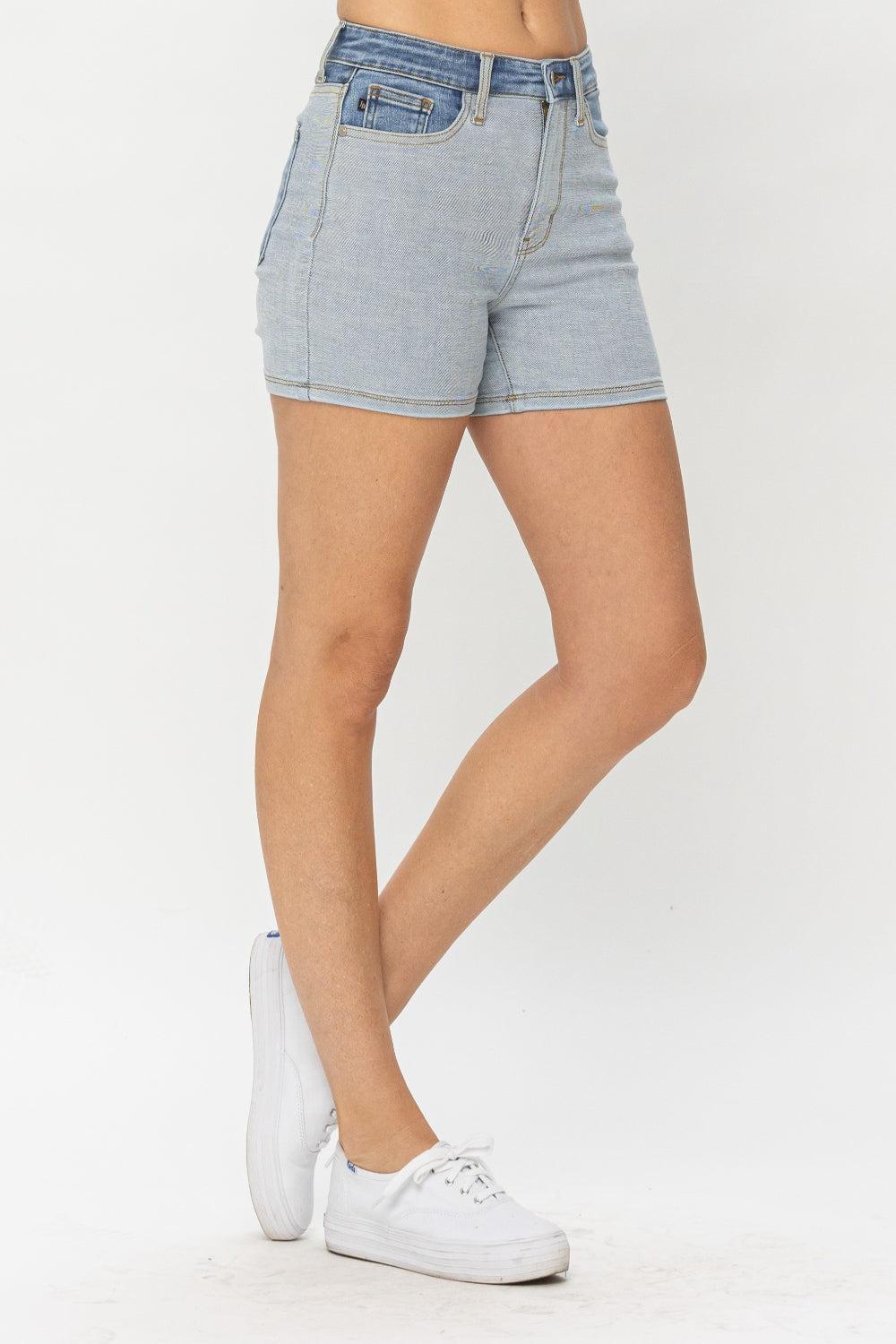 Judy Blue Color Block Denim Shorts Product Image