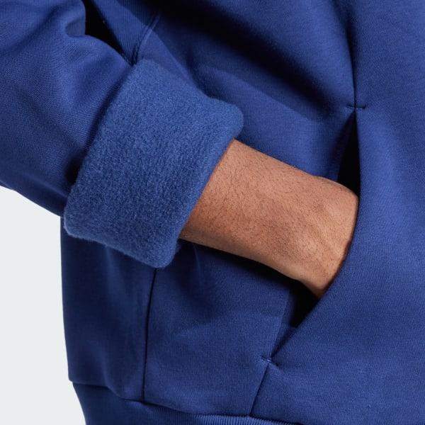 adidas ALL SZN Fleece 1/4-Zip Crew Sweatshirt Dark Blue XS Mens Product Image