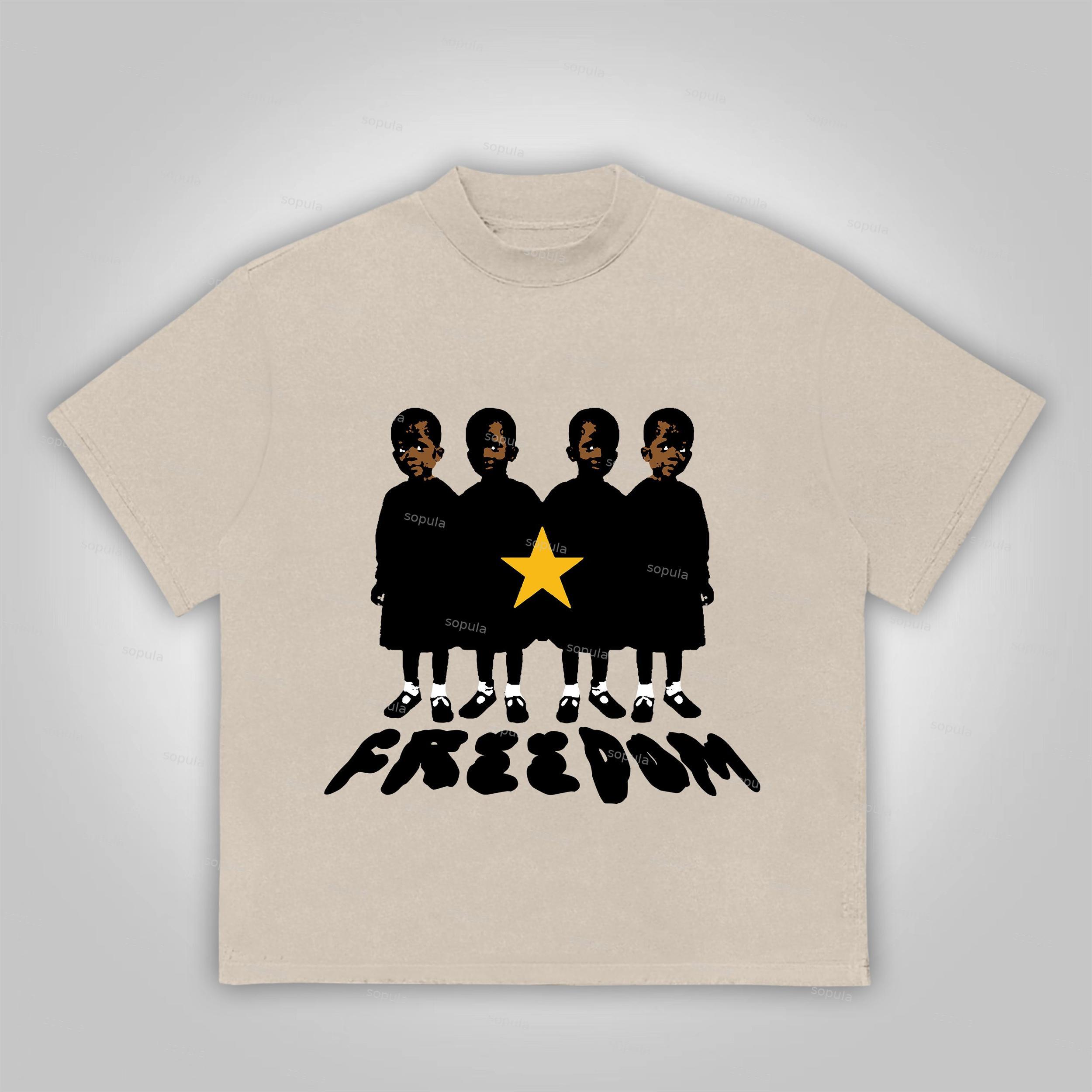 Sopula Freedom Vintage Graphic Print Cotton T-Shirt Product Image
