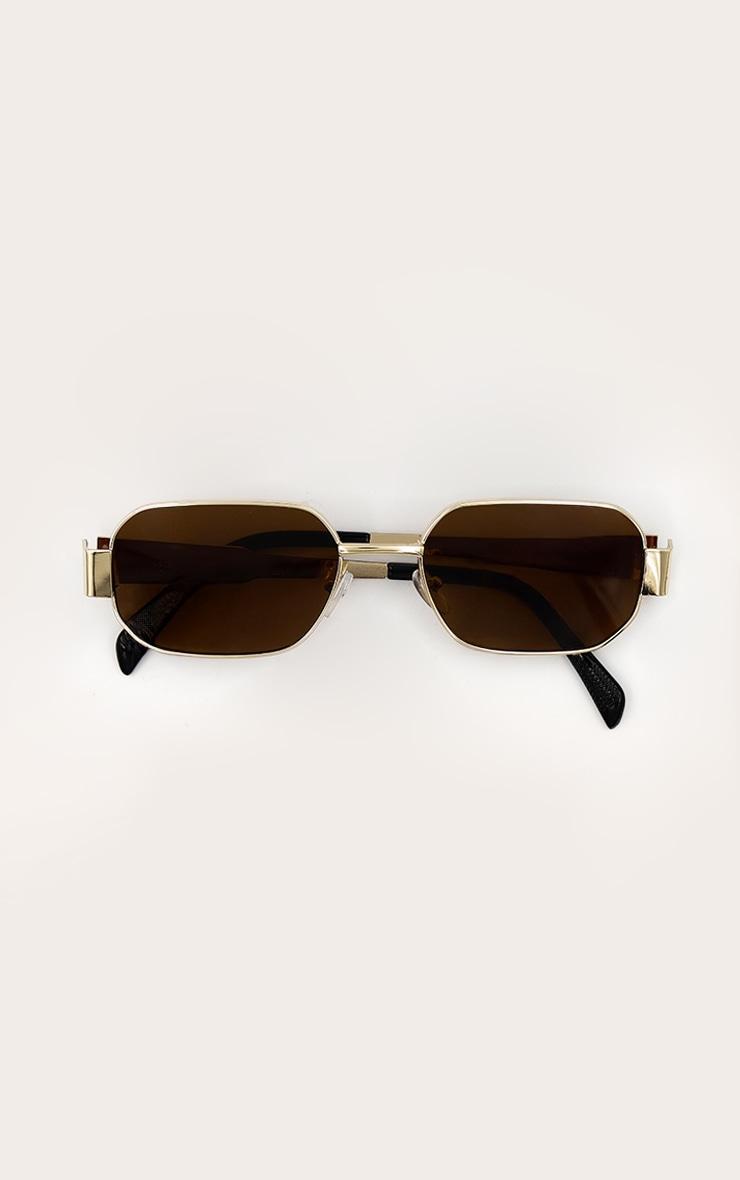 Gold Sleek Frame Square Angled Sunglasses Product Image
