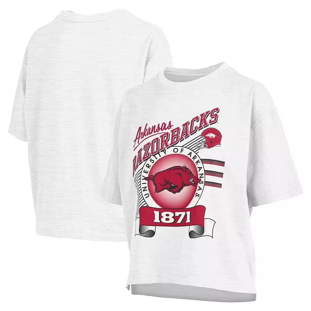 Women's Pressbox White Arkansas Razorbacks Rock & Roll Slub��T-Shirt, Size: Large Product Image