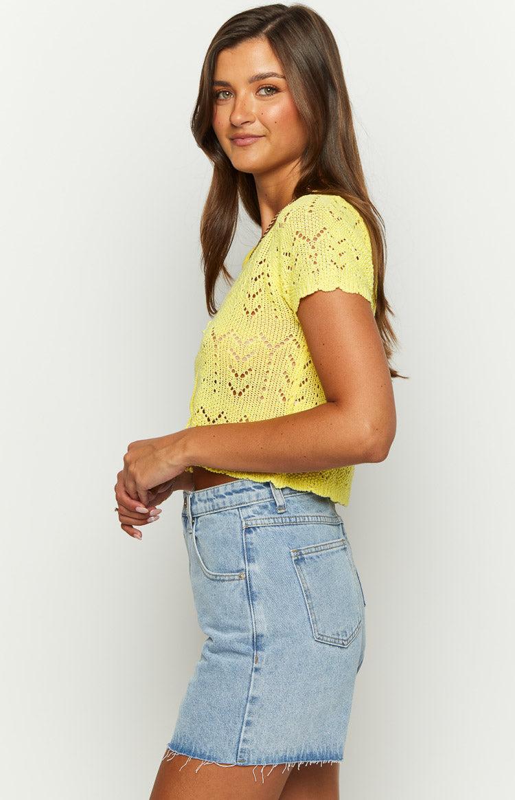 Dahlia Yellow Front Tie Cardigan Product Image