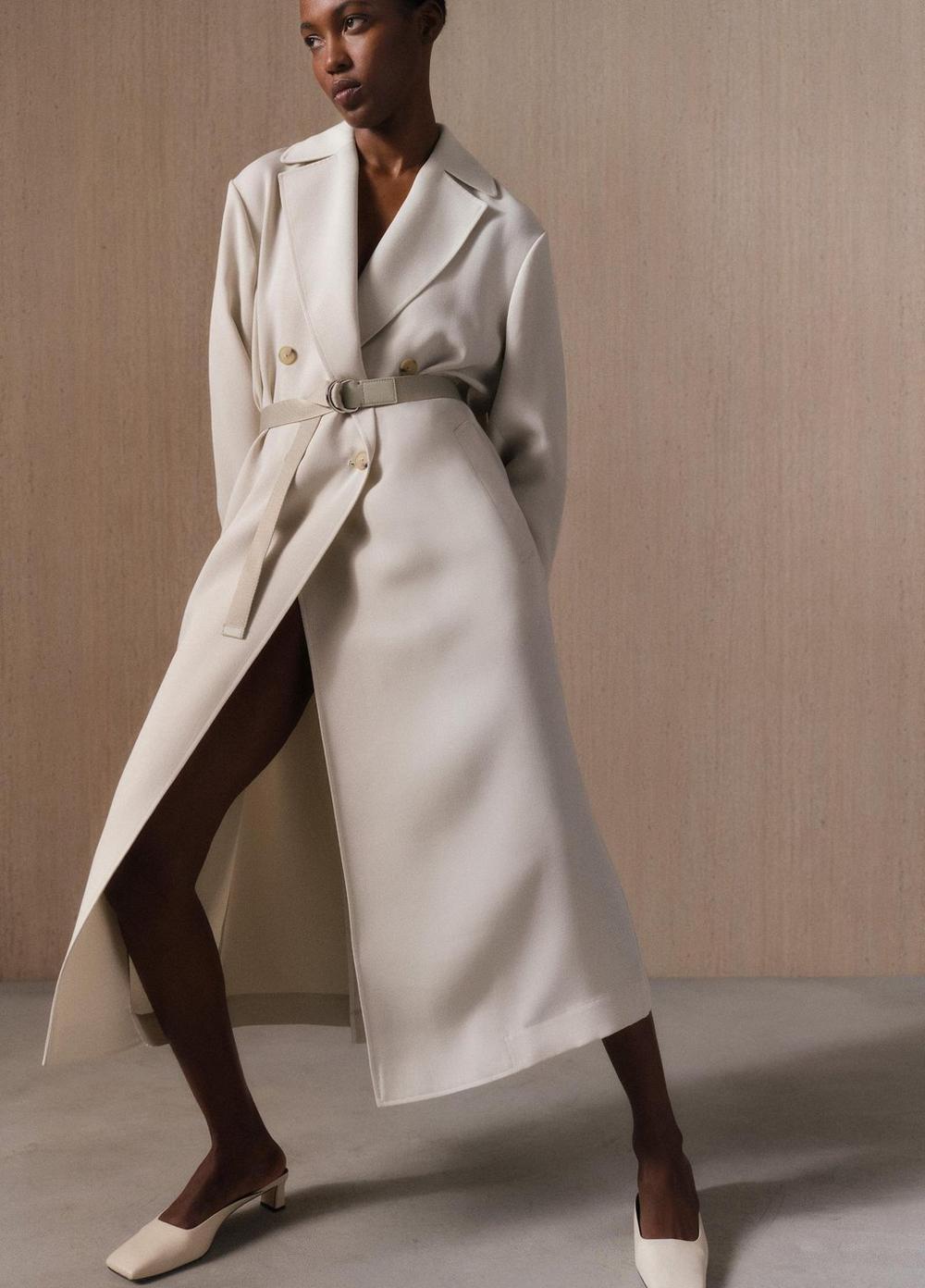 Womens Drapey Trench Coat, White Stone, Size M Vince Product Image