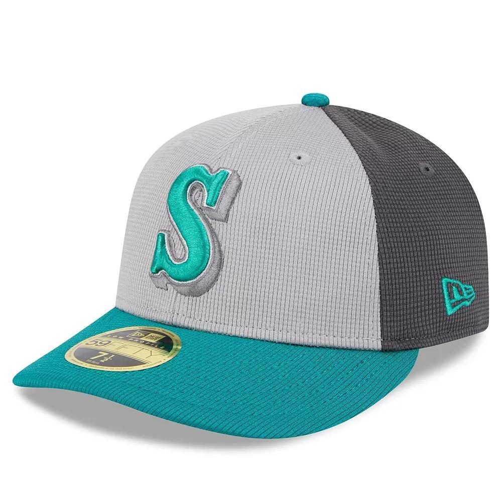 Men's New Era  Gray/Aqua Seattle Mariners 2025 Batting Practice Low Profile 59FIFTY Fitted Hat, Size: 7 1/8, Grey Product Image