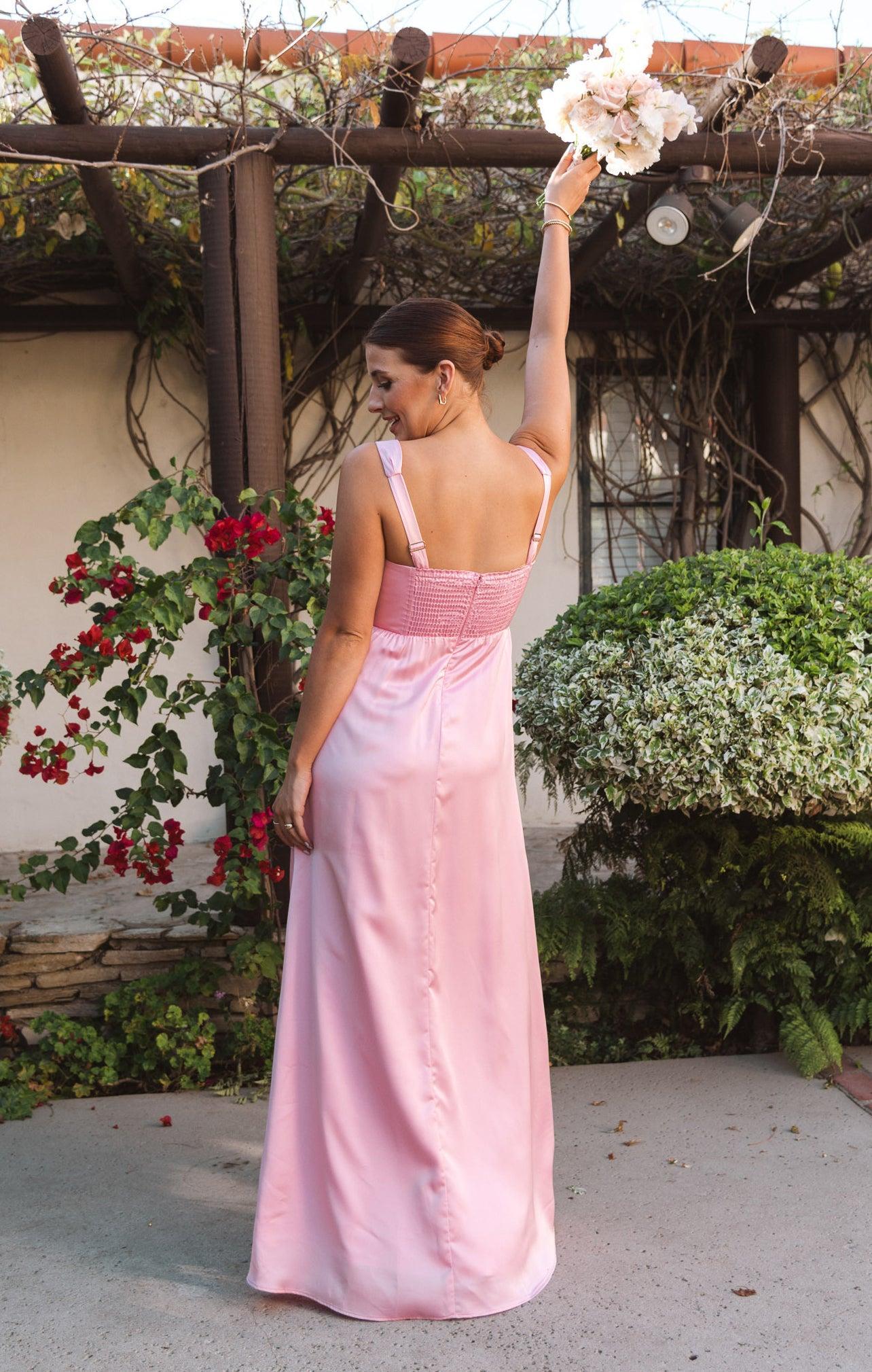 Nina Maxi Dress ~ Light Pink Luxe Satin Product Image