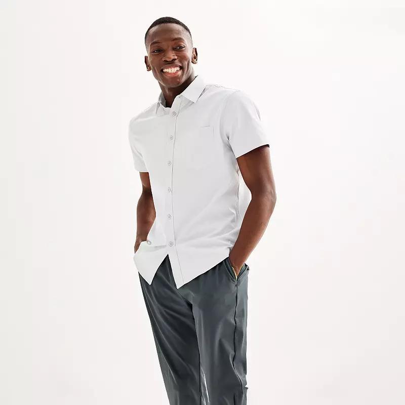 Men's FLX Slim Performance Untucked-Fit Button Down Shirt, Size: Small SLIM, Blue Beauty Product Image