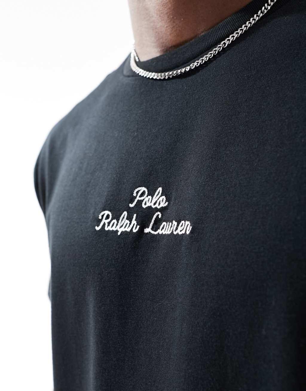 Polo Ralph Lauren central logo t-shirt classic oversized fit in black Product Image