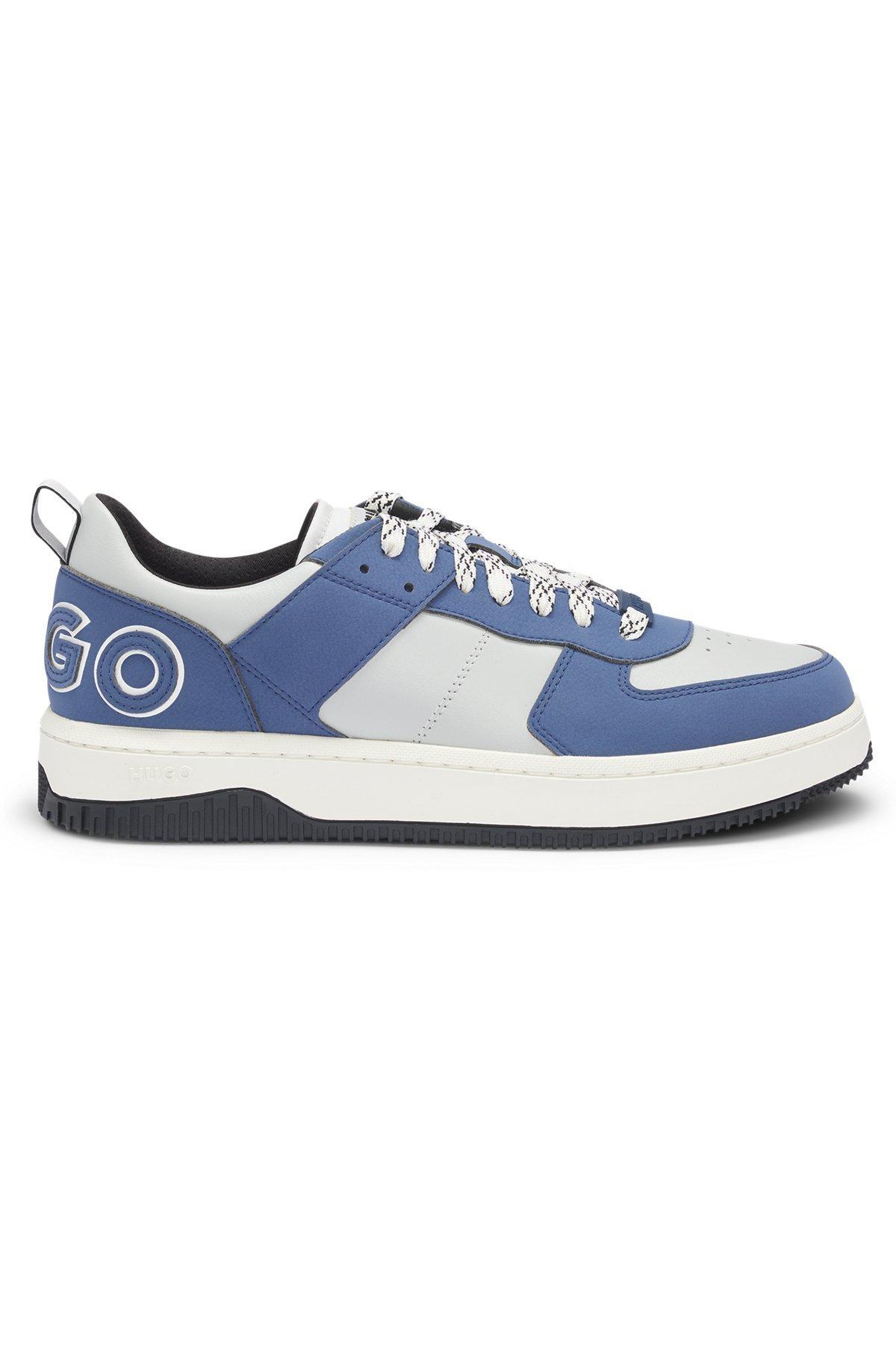 HUGO - Mixed-material trainers with two sets of laces - Light Blue Product Image