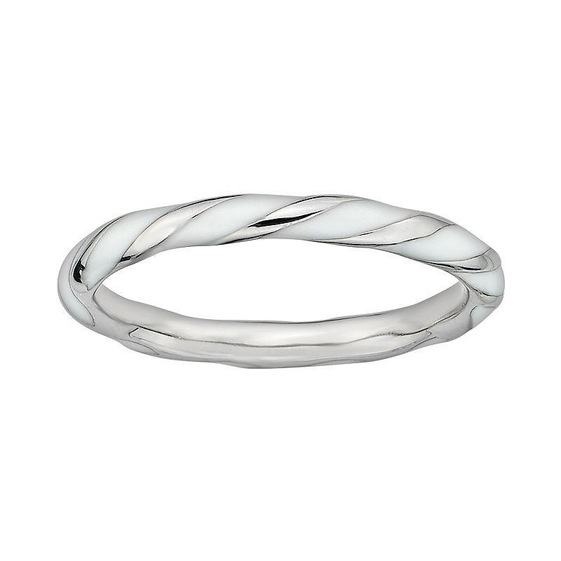 Stacks & Stones Sterling Silver White Enamel Twist Stack Ring, Women's, Size: 8 Product Image