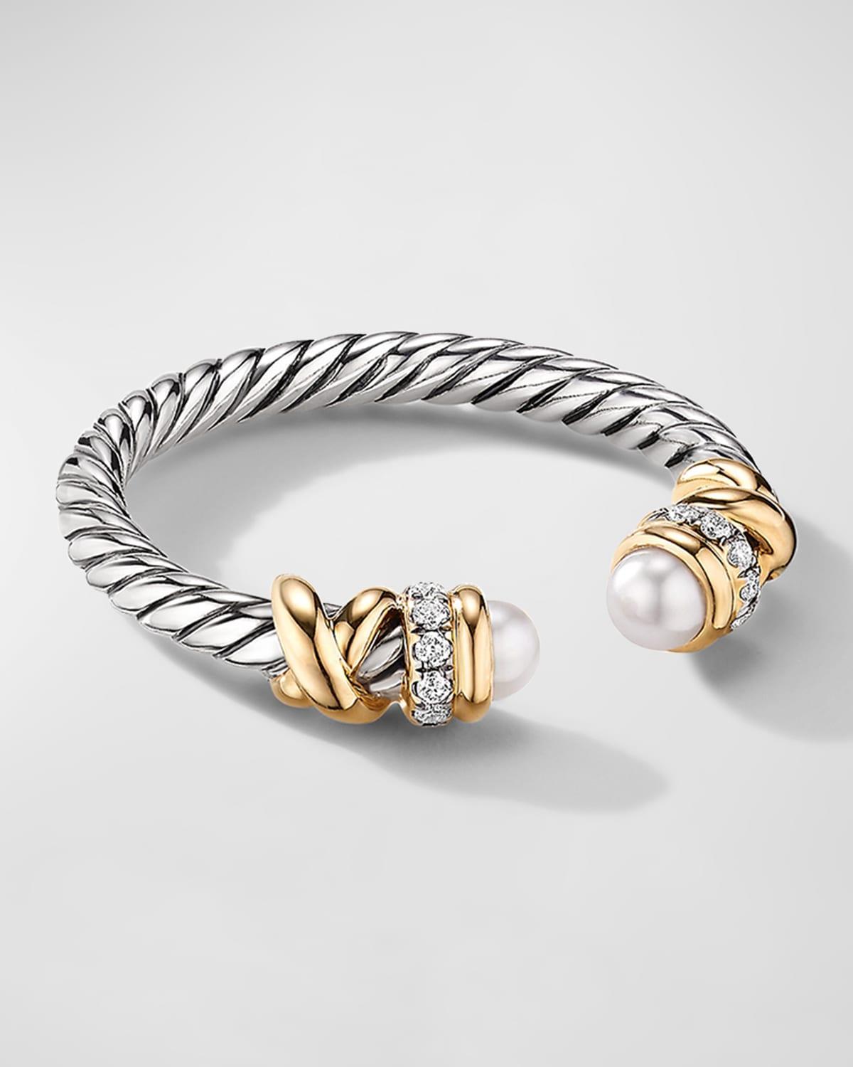 Petite Helena Ring with Pearls and Diamonds in Silver and 18K Gold, 2.5mm Product Image