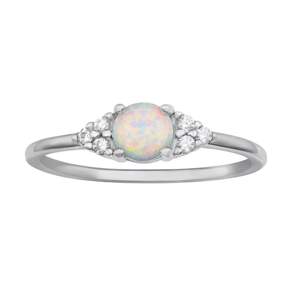 PRIMROSE Sterling Silver White Opal & Cubic Zirconia Cluster Ring, Women's, Size: 8 Product Image