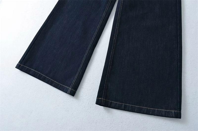 High Waist Unwashed Wide Leg Jeans (Various Designs) Product Image