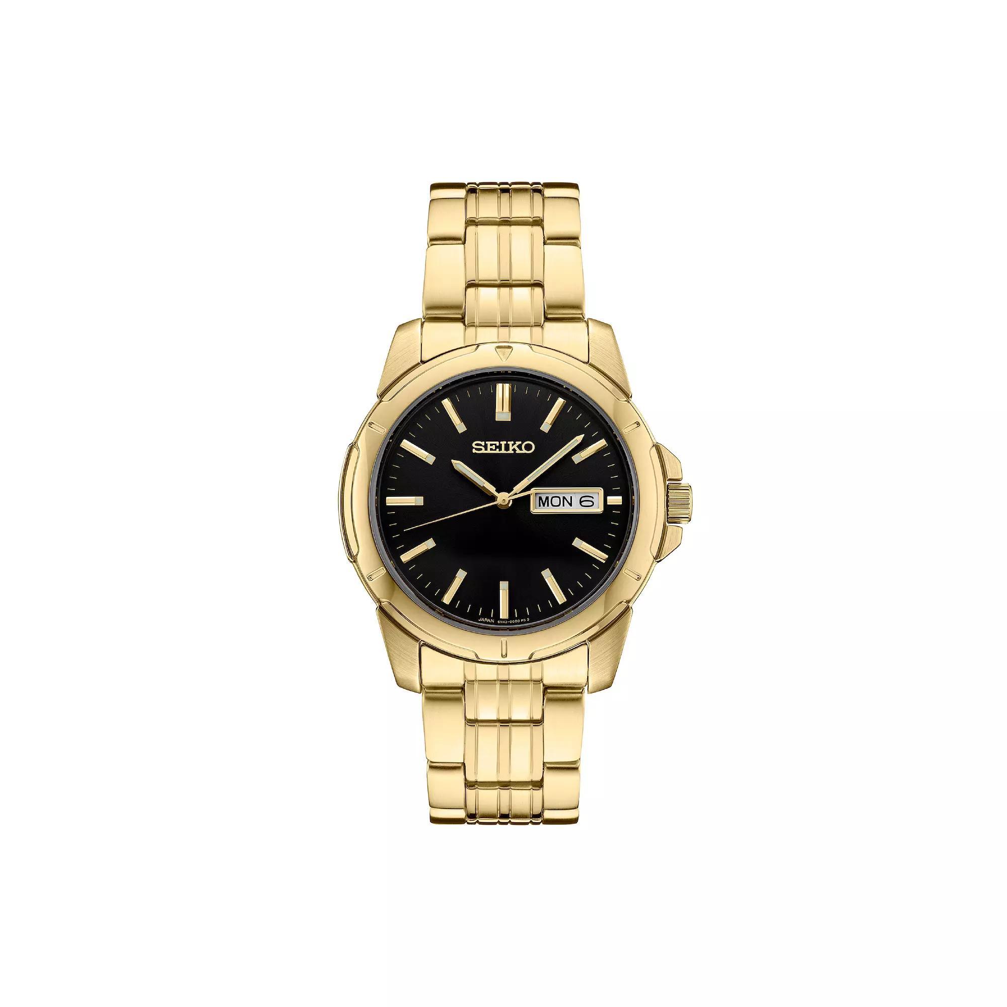 Seiko Mens Essential Black Dial Watch - SUR358 Gold Product Image