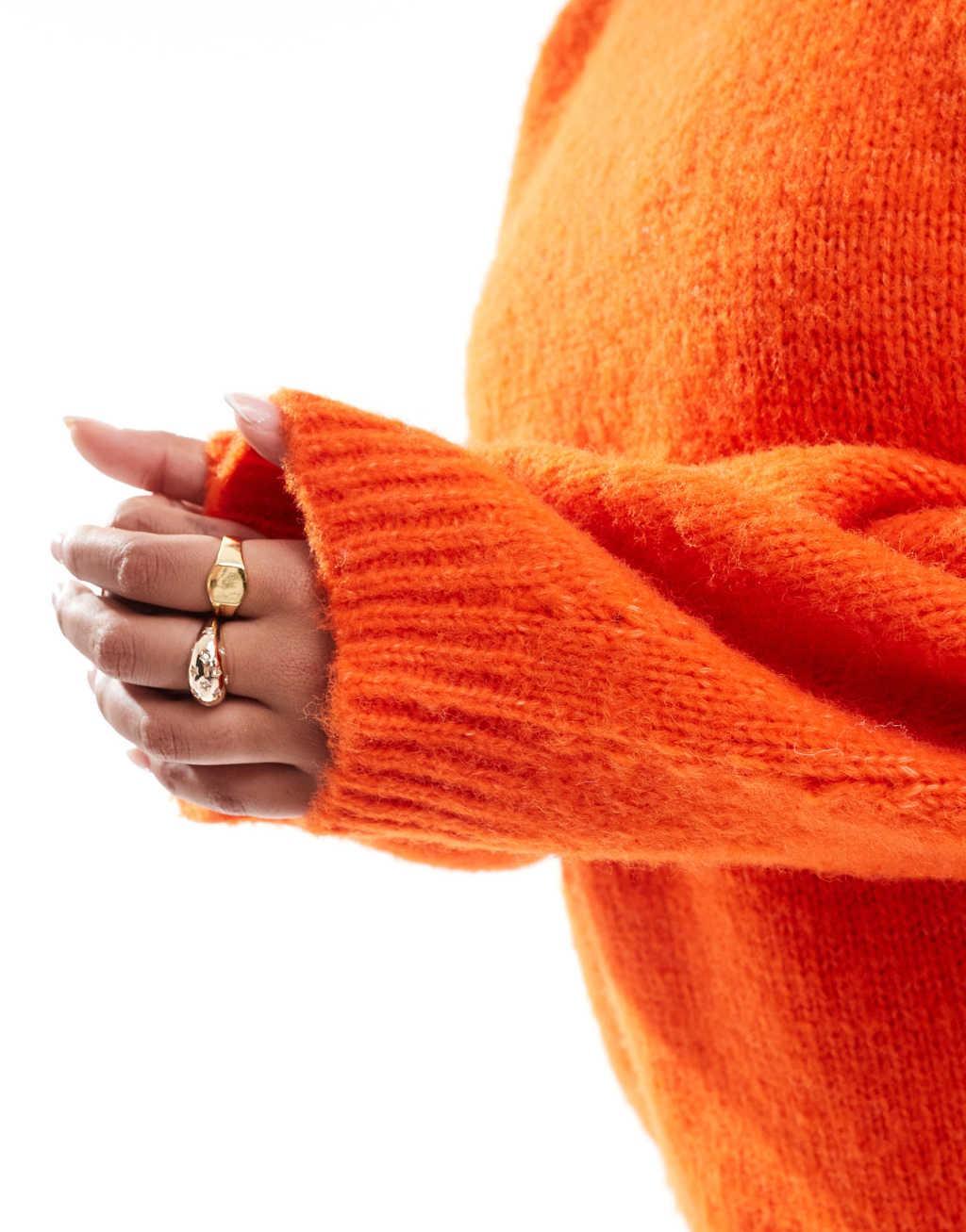 ASOS DESIGN Curve oversized crew neck sweater in orange Product Image