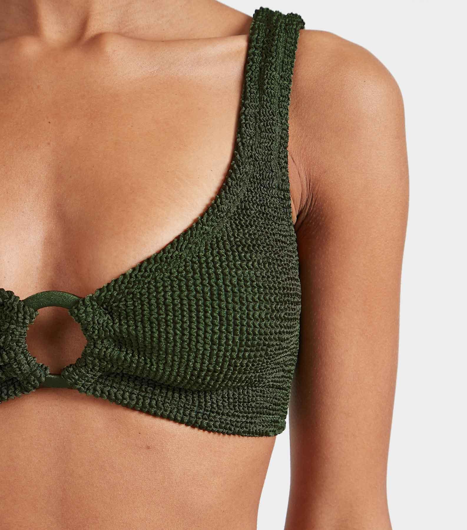 Julia Bikini With Tonal Hoops - Metallic Khaki Product Image