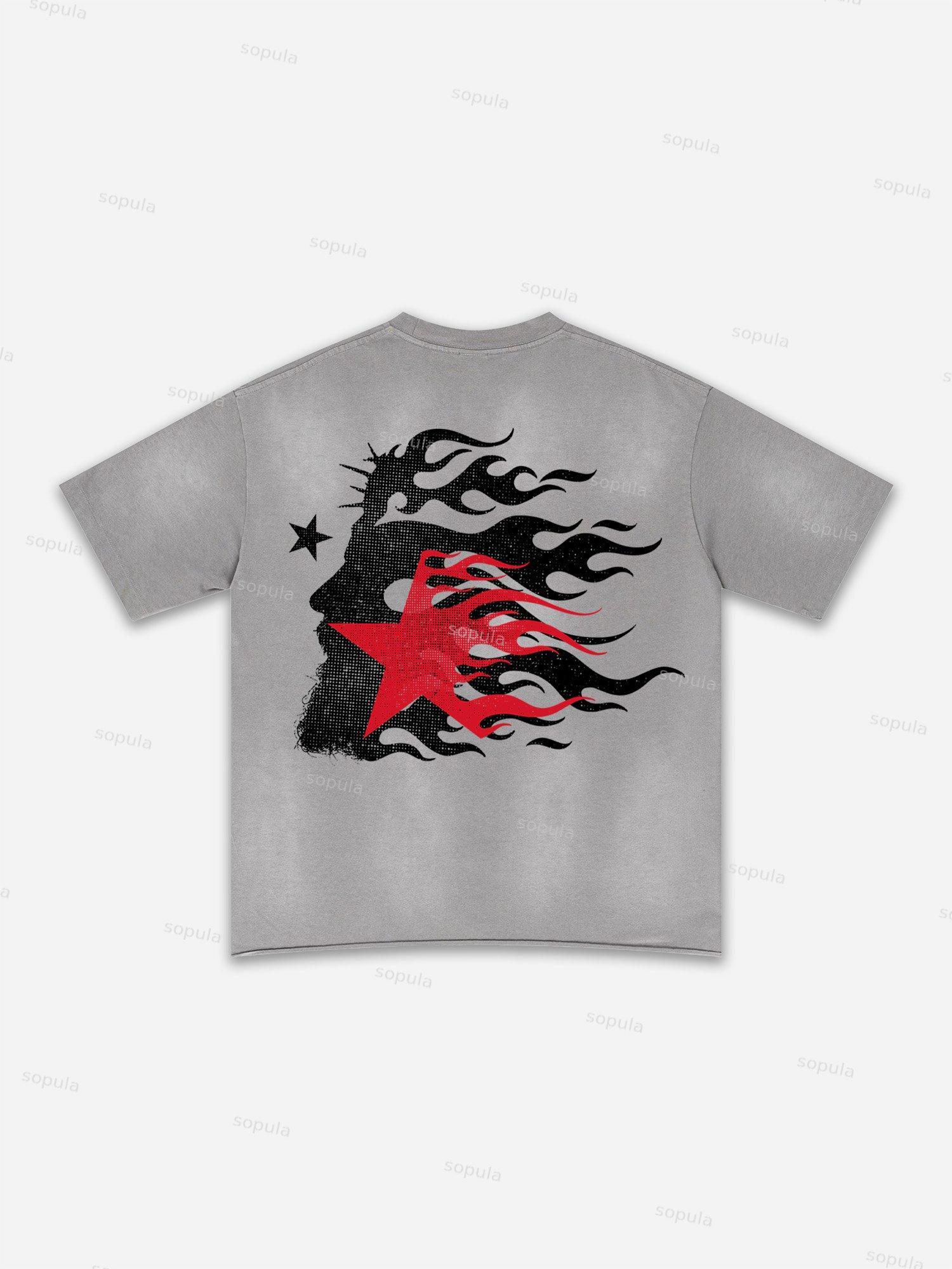Lips Graphic Print Washed T-shirt Product Image