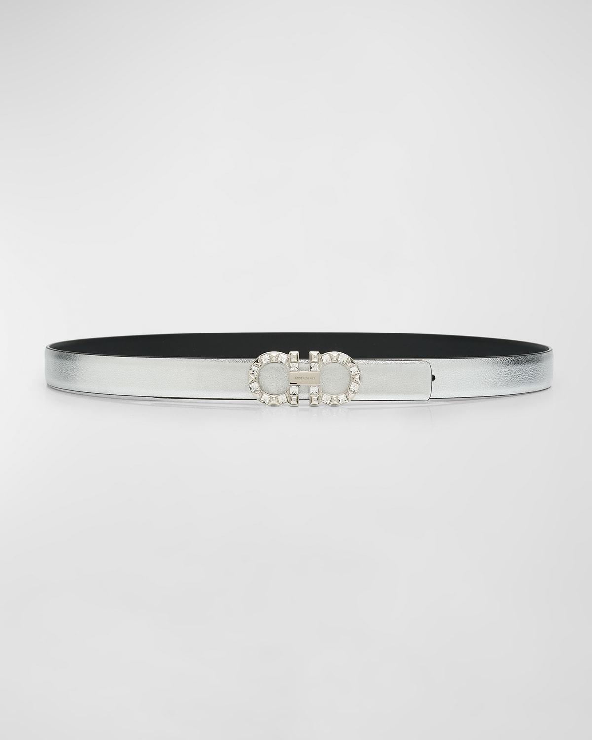 Womens Gancini Adjustable Cut-to-Size Reversible Hammered Leather Belt Product Image