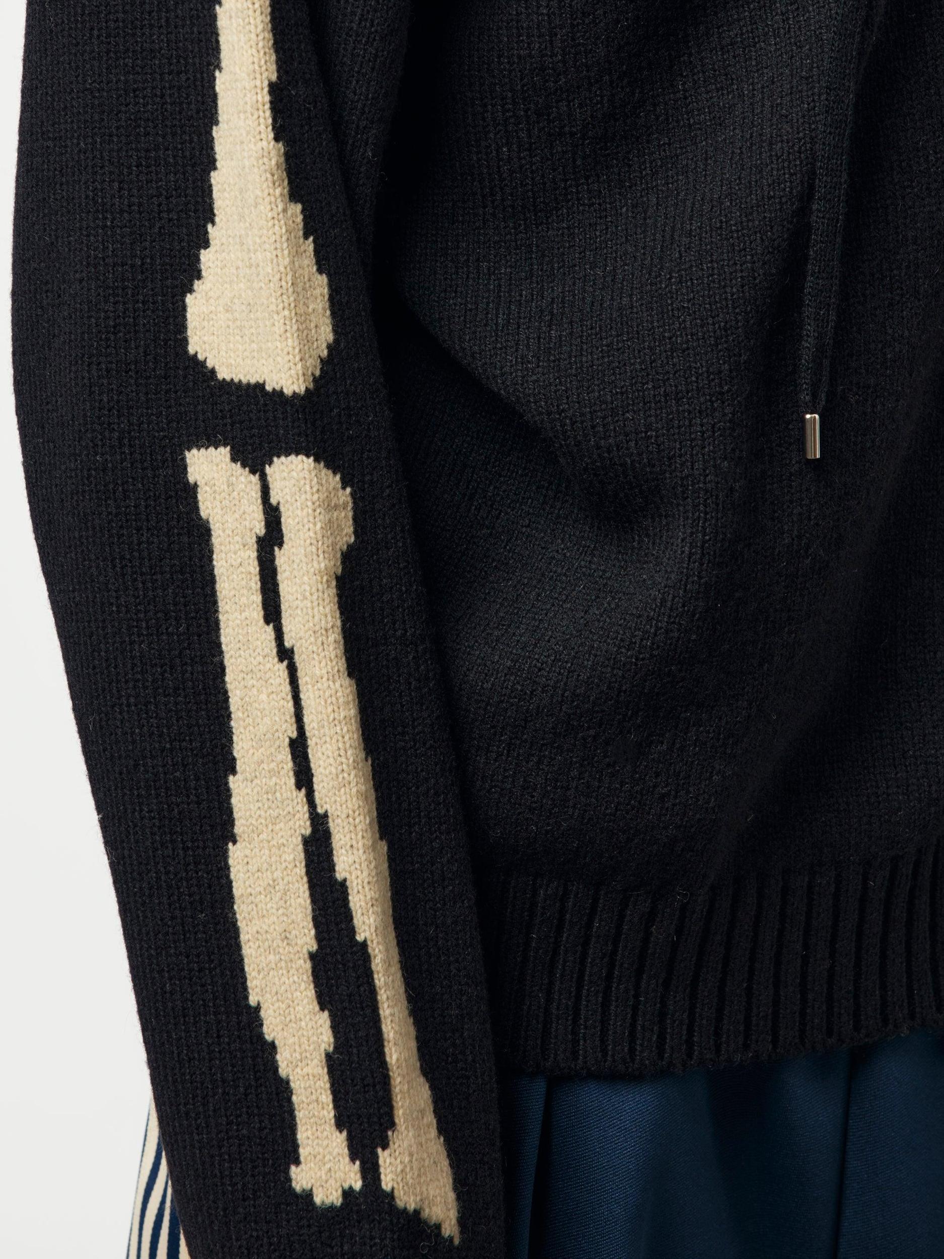 5G Wool BONE Hood Sweater (Black) Product Image