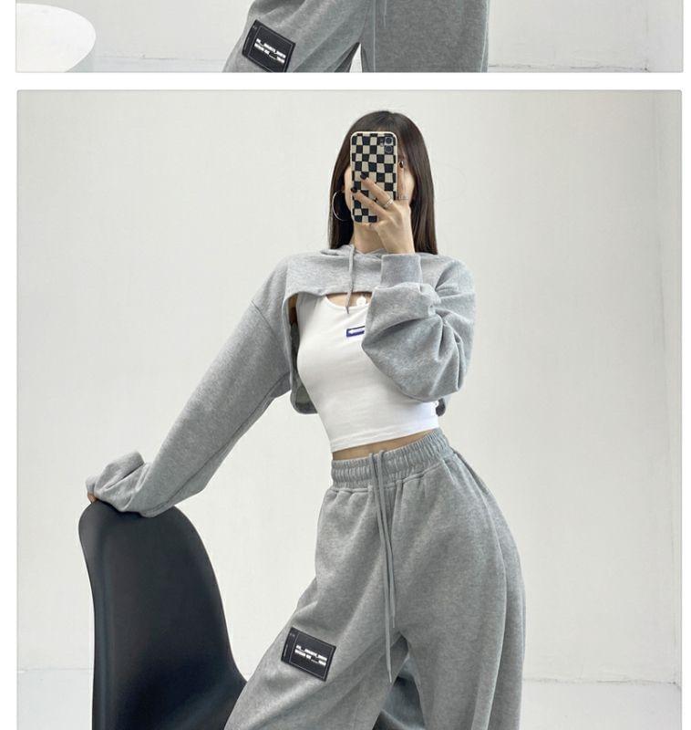 Crewneck Plain Crop Sweatshirt Product Image