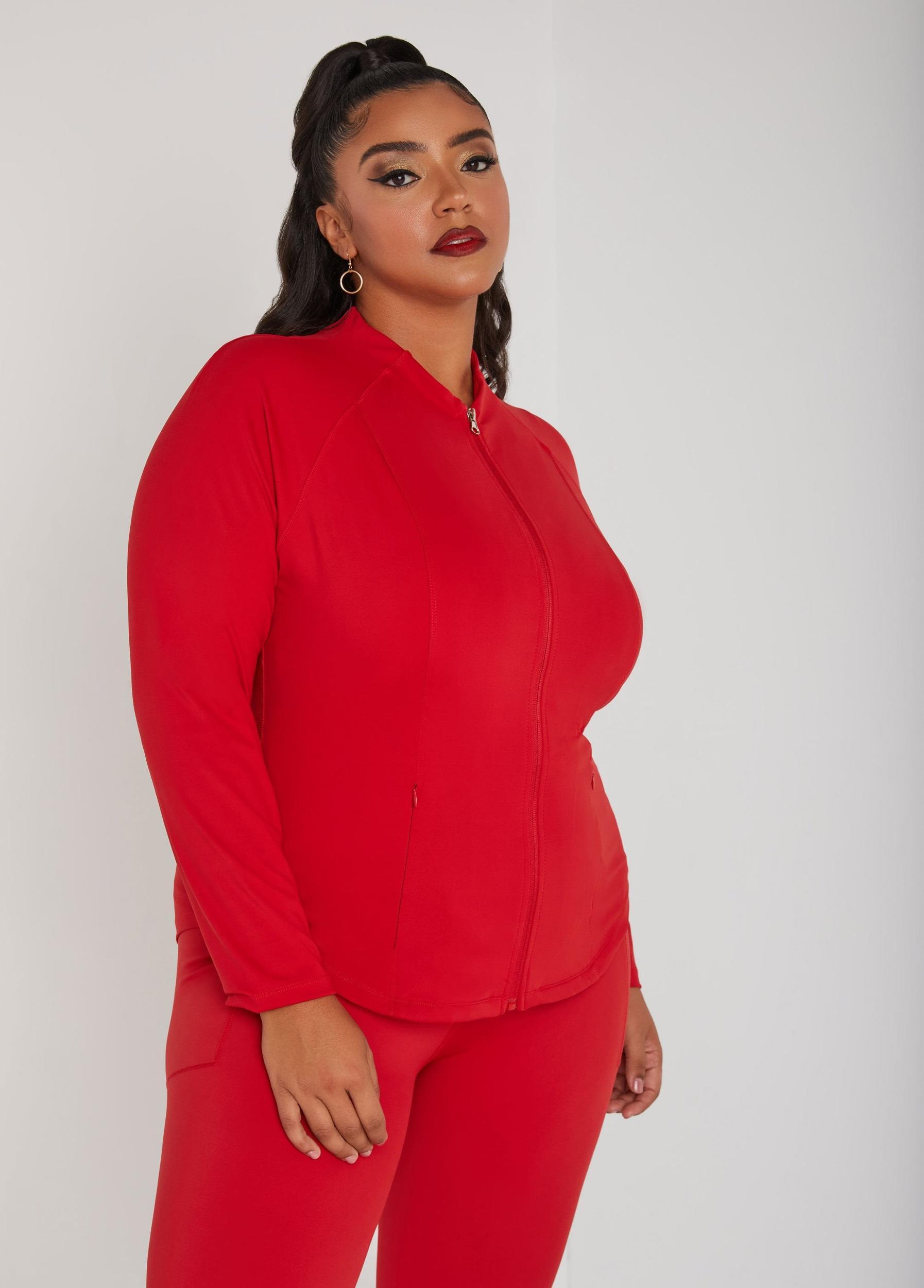 Plus Size Zip Front Athletic Jacket Ashley Stewart Product Image