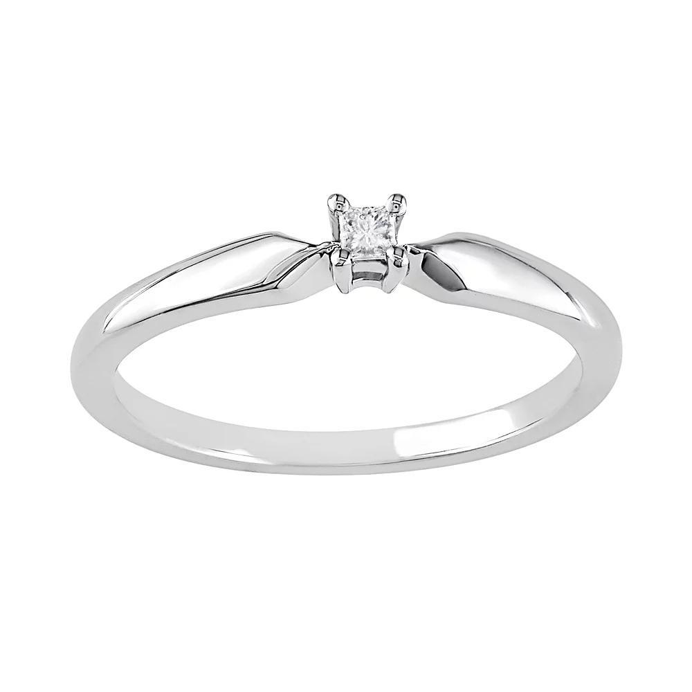 Stella Grace Sterling Silver Princess-Cut Diamond Accent Solitaire Ring, Women's, Size: 9, White Product Image