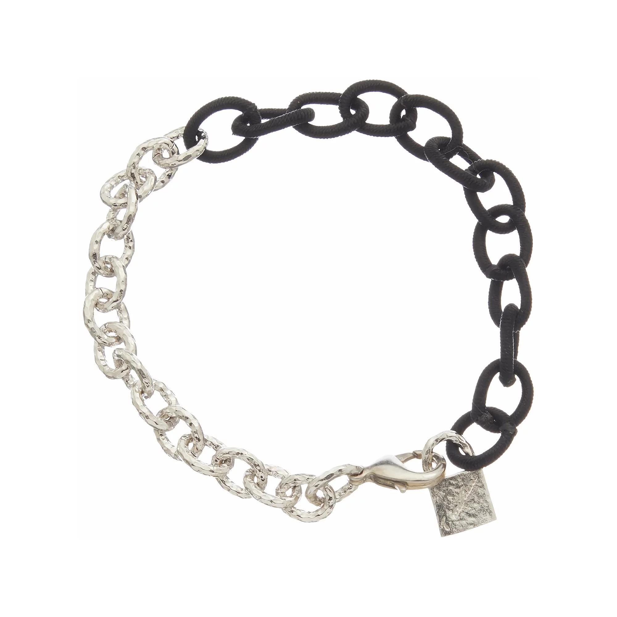 Juvell 18k White Gold Plated Black Accent Lock Charm Bracelet, Women's, Size: 6.5-7.5"AD, Silver Tone Product Image