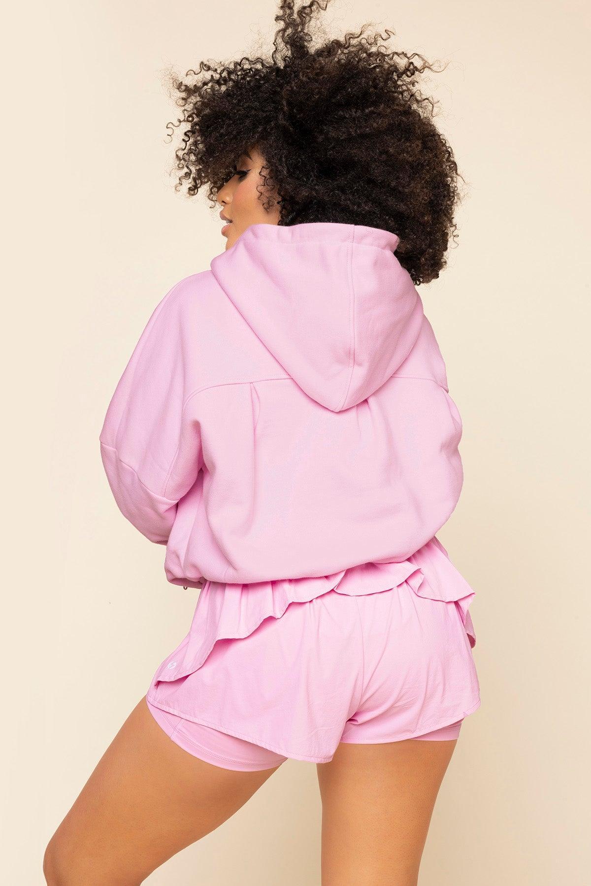 Half Zip Warm Up Hoodie - Perfect Pink Product Image