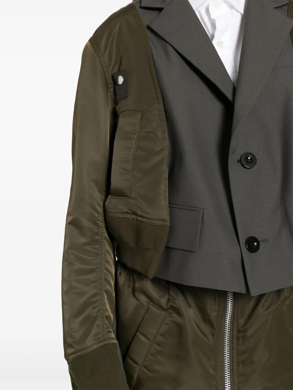 SACAI Single-breasted Panelled Bomber Jacket In Green Product Image