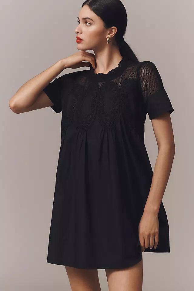 En Elly Lace Short-Sleeve Mini Babydoll Dress Product Image