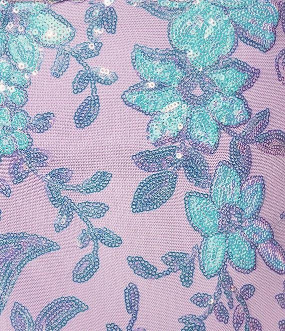 Morgan & Co. Pattern Floral Sequin Bar Back Long Dress Product Image
