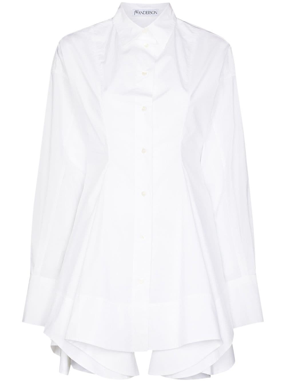 JW ANDERSON Asymmetric-hem Long-sleeve Shirt In White Product Image