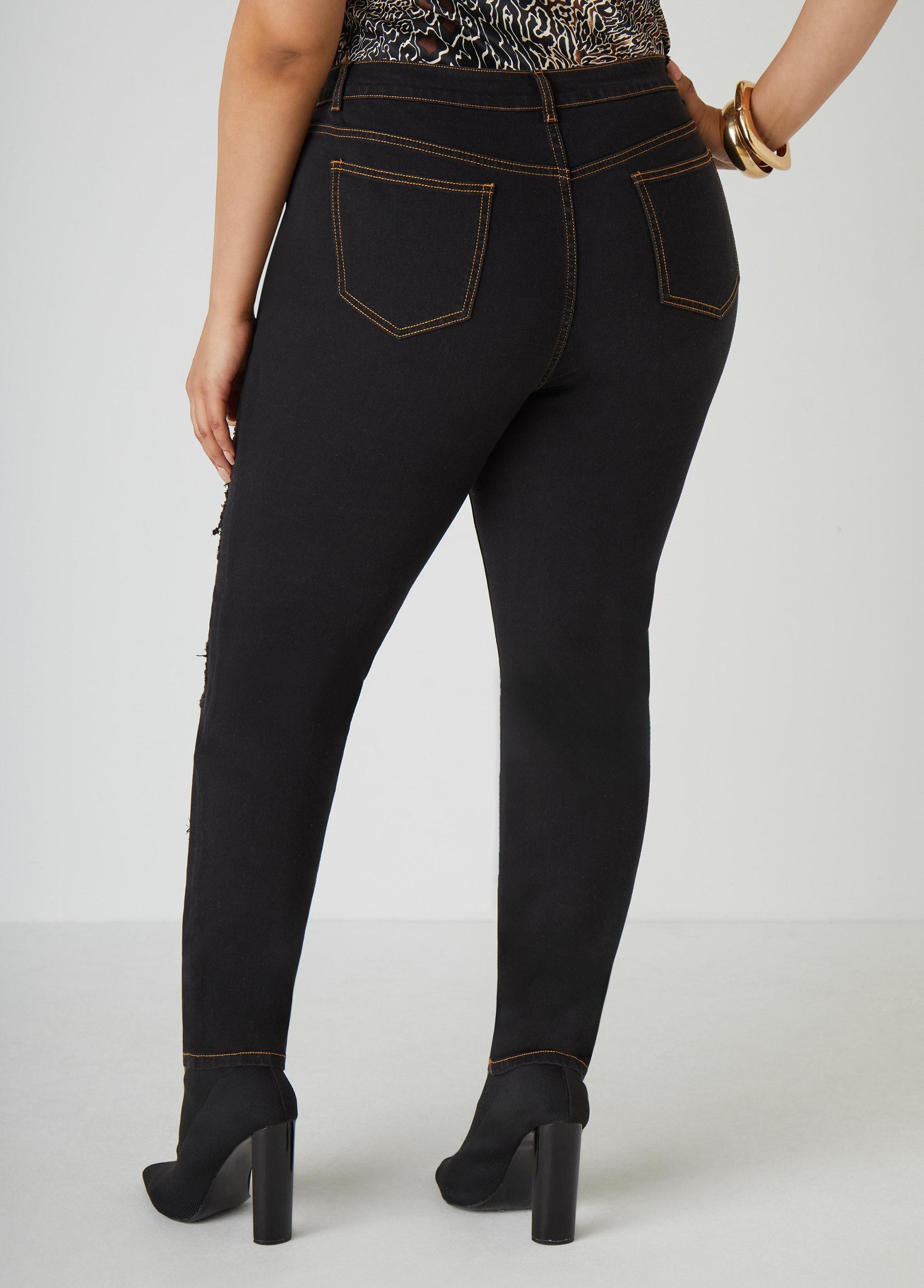 Distressed Leopard Skinny Jeans Product Image
