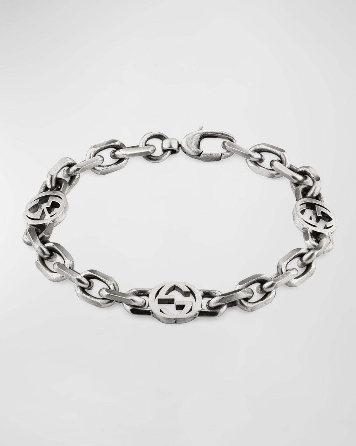 Womens Interlocking G Sterling Silver Bracelet Product Image
